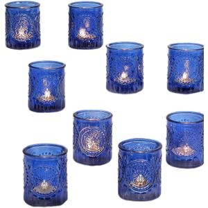 36pcs Blue Votive Candle Holders, Tea Light Candle Holders for Wedding Shower, Party, Home Decor, Glass Candle Holder, Blue Votives for WeddingTable Centerpiece Gifts