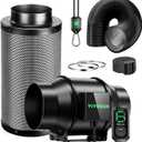 VIVOSUN Smart Air Filtration G6 Kit 6", AeroZesh G6 Inline Duct Fan with E12 Speed Controller, Carbon Filter & 8' Ducting, Cooling & Ventilation System for Grow Tents, Indoor Gardening, Hydroponics