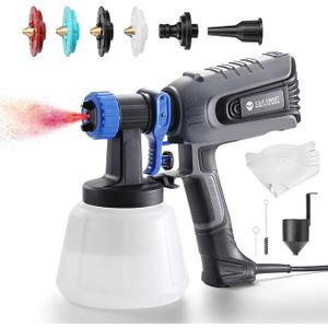 Paint Sprayer Gun, 700W HVLP High Power Electric Spray Paint Gun, 41 Fl Oz Large Container, with 4 Nozzles & 3 Patterns, Adjustable Spray Width Knob, for Fence, House, Door, Wall & Furniture