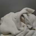 Amlie Home Reversible Waffle Weave Throw Blanket, Chenille Knit with Warm Sherpa, Soft Cozy Blanket for Couch, 50"x60", Ivory