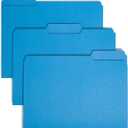 Smead Interior File Folder, 1/3-Cut Tab, Letter Size, Sky Blue, 100 per Box, Expandable File Folders for Filing Cabinet