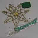 YEAHOME Christmas Tree Topper, Gold Glittered Hollow 7-Point Star Tree Topper, Lighted Wire Star with 20 LED Lights for Christmas Treetop, Xmas Tree Topper with Timer, Christmas Tree Decorations