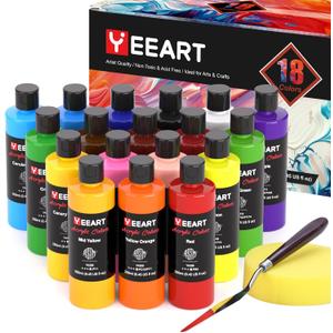 Acrylic Paint Set, 8.45oz 18 Colors Acrylic Paint Large Bottle Set, Rich Pigmented Canvas Paint, Premium Non-toxic Paints for Artists, Paint Set for Kids & Adults, Art Supplies for Canvas