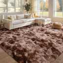 FinRec 6x9 Feet Brown Rugs for Living Room Bedroom, Large Plush Fluffy Shag Area Rug, Non-Slip Fuzzy Furry Shaggy Rug for Kids Room Dorm Room Home Decor, High Pile Soft Floor Carpet