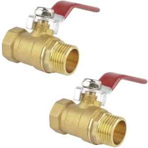 Brass 3/8" NPT Male to 3/8" NPT Female Shut-Off Ball Valve for Water Fuel Air (Pack of 2)