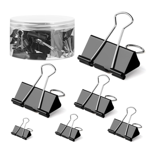 150 PCS Binder Clips Assorted Sizes, Extra Large Medium Small Mini and Micro, Metal Paper Binder Clip Black,Paper Clamps, 6 Sizes for Office, School and Home