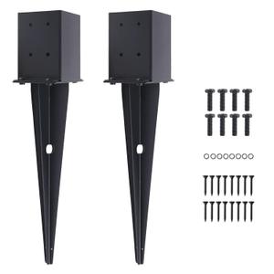 2 Pcs 4"x4" Fence Post Anchor,Inner Size 3.6"x3.6" Heavy Duty Fence Post Anchor Ground Spike 22" with Black Powder-Coated Outdoor Support Deck,Fence,Porch,Railing,Mailbox..