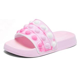 Eashi Slides For Kids,Boys Girls Sandals, Toddler Arch Support Slippers For House Shower Beach Non-Slip (1 Big Kid, Pale Pink)