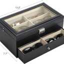 CO-Z Sunglasses Organizer with 12 Slots, Multiple Eyeglasses Eyewear Display Case for Women Men, 2 Story Leather Multi Sunglasses Jewelry Collection Holder with Drawer