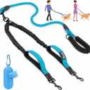 Lukovee Double Dog Leash, No Tangle 360 Swivel Heavy Duty Reflective Lead with Two Padded Handles Dual Dog Splitter, Comfortable Shock Absorbing Walking Training for Small Medium Large Dogs(Blue,M)