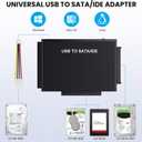 USB 3.0 to SATA IDE Adapter Hard Drive Reader, USB + Type C to External Hard Drive Disk HDD Converter Kit for Universal 2.5" 3.5" IDE HDD, 2.5" SSD, with 12V/2A Power Adapter