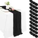 10 Pack Cheesecloth Table Runner 20 x 120 inch Long Boho Gauze Table Runners 10FT Semi Sheer Table Runner for Wedding Decor, Baby Shower, Birthday Party, Banquet (Black)