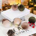 Christmas Tree Ornaments 16 Pcs Velvet Christmas Balls Bulk Flocked Christmas Tree Ball Ornaments for Holiday Wedding Party Christmas Tree Hangings (Brown & Green, 3.15Inch)