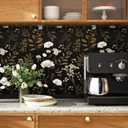 Laatse Dark Floral Wallpaper Peel and Stick Boho Wallpaper 17.5in x 118in Vintage Leaf Contact Paper Vinyl Waterproof Self Adhesive Leaf Botanical Wall Paper for Bedroom Walls Kitchen Cabinet (Bright White&Light Gold)