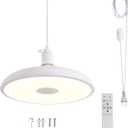 HOREVO Plug in Pendant Light Hanging Light Fixture for Kitchen Island 18W Farmhouse Adjustable Pendant Lighting with Color Change for Kitchen, Bar, Sink, Dining Room, Bedroom, Living Room, Entryway.