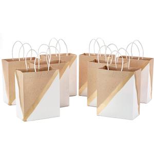 Hallmark 9" Medium Paper Gift Bags (Pack of 8 - White & Kraft) for Valentine's Day, Easter, Birthdays, Mother's Day, Weddings, Graduations, Baby Showers, Bridal Showers, Care Packages and More