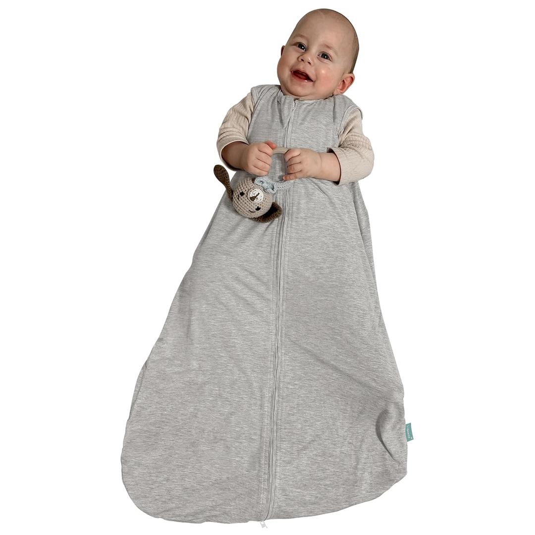 Rayon Made from Bamboo Sleep Sack, 0.5 TOG Wearable Blanket Baby, Lightweight Stretchy Sleep Sack 6-12 Months, Grey