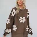 Women's Oversized Fuzzy Sweaters Long Sleeve Crew Neck Knit Soft Pullover Chunky Casual Fall Loose Jumper Top (Brown, S)