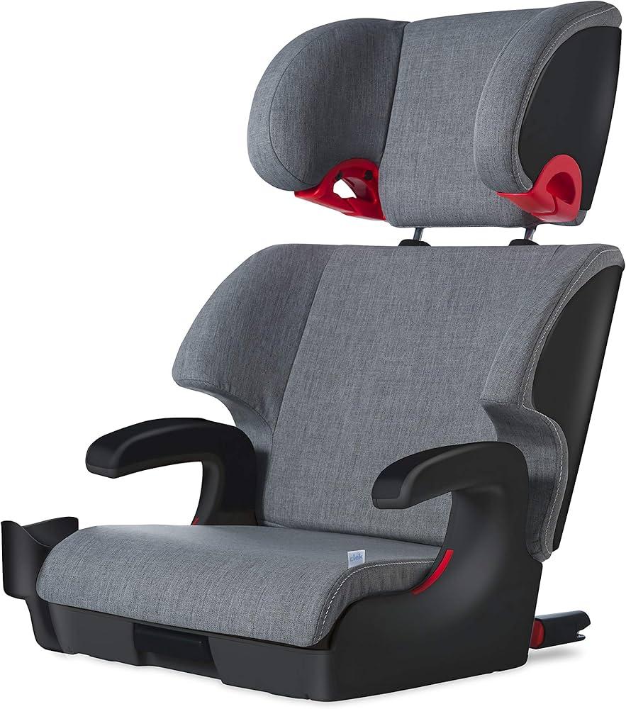 Clek Oobr High Back Booster Seat with Adjustable Headrest, Reclining Design, Latch System, and Retardant-Free Fabric (Mammoth Ziip)