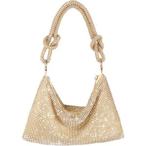 Rhinestone Purse Sparkly Evening bag Silver Clutch Purses for Women Evening, Cross Body Handbags for Party Prom Club Wedding (Gold)