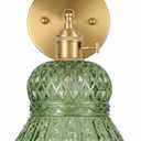 Rnzziw Vintage Battery Operated Wireless Wall Sconces, Rechargeable Battery Powered RGB Gold Wall Lights,Wall Lighting Indoor Lampshade with Remote (Pineapple Green)