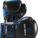 Sanabul Essential Gel Boxing Gloves for Men & Women, Kickboxing MMA, Muay Thai Gloves and Heavy Bag Training Punching & Sparring (8 oz, Black/Metallic Blue)