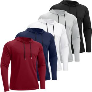 HovSiyla 5 Pack Men's UPF Fishing Shirts Long Sleeve Sun Protection Hoodie (XXL)