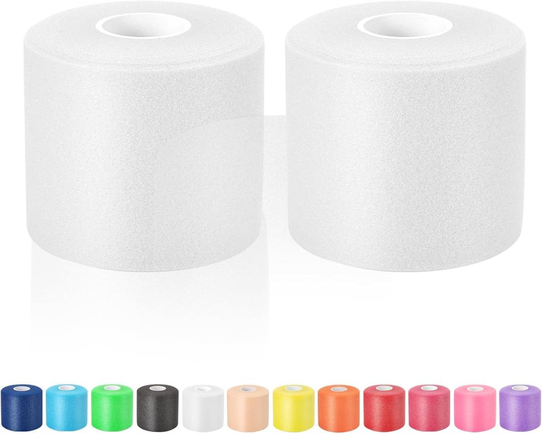 Pre Wrap Athletic Tape 2 Pack, 2.76 Inch x 30 Yards Foam Underwrap, White