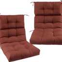 Outdoor High Back Chair Cushions Set of 2,Reversible Lawn Chair Cushion 44 x22 inch,Water Resistant Tufted Adirondack Chair Cushion,for Garden Rocking Chair,Patio Furniture(Dark Red)