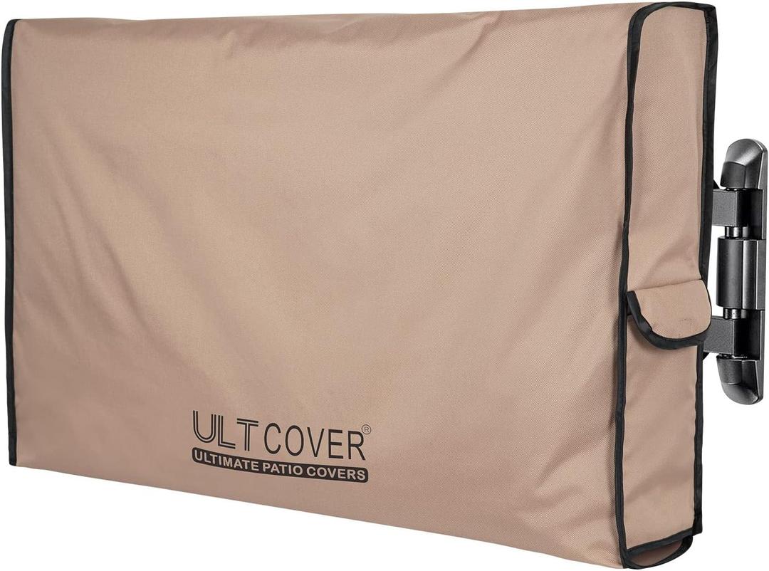 ULTCOVER Waterproof Outdoor TV Cover for 55-59 inch Outside Flat Screen Televisions with Mounts and Stands (Brown)