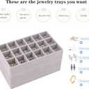 Velvet Drawer Jewelry Organizer Tray, Small Flat Jewelry Organizer for Drawer, Dresser Stacking Display Inserts for Jewelry Accessories in Dresser, Grey Set of 8