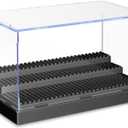 KKU Display Case for Minifigure Action Figures Blocks, Acrylic Minifigure Display Case Box Storage with 3 Movable Steps Gift for Kids Adults (Black, 1 Pack)