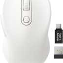 Trueque Wireless Mouse for Laptop, 2.4GHz Ergonomic Computer Mouse with Back & Forward Buttons, 3 Adjustable DPI Levels, 6 Buttons, Optical USB Cordless Mice for Windows PC (Pure White, 1 Pack)