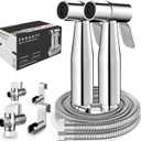Handheld Bidet Sprayer for Toilet - Stainless Steel Portable Bathroom Bidet Jet Sprayer Set with Water Pressure Control - Cloth Diaper Sprayer for Baby Feminine Wash, Wall or Toilet Mount (2pcs)