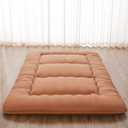 Zelladorra Japanese Floor Mattress, Futon Mattress | Roll Up Tatami Mat with Portable Storage Bag and Washable Cover, Suitable for Camping, Guest Room, Light Coffee