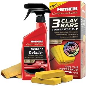 Mothers California Gold 3 Clay Bar Complete Kit, 3 80-gram Clay Bars + 16 oz. Instant Detailer + Microfiber Towel — Removes Contaminants, Restores Brilliance & Smoothness of Paint (07240) Mothers California Gold 3 Clay Bar Complete Kit, 3 80-gram Clay Bars + 16 oz. Instant Detailer + Microfiber Towel — Removes Contaminants, Restores Brilliance & Smoothness of Paint (07240)