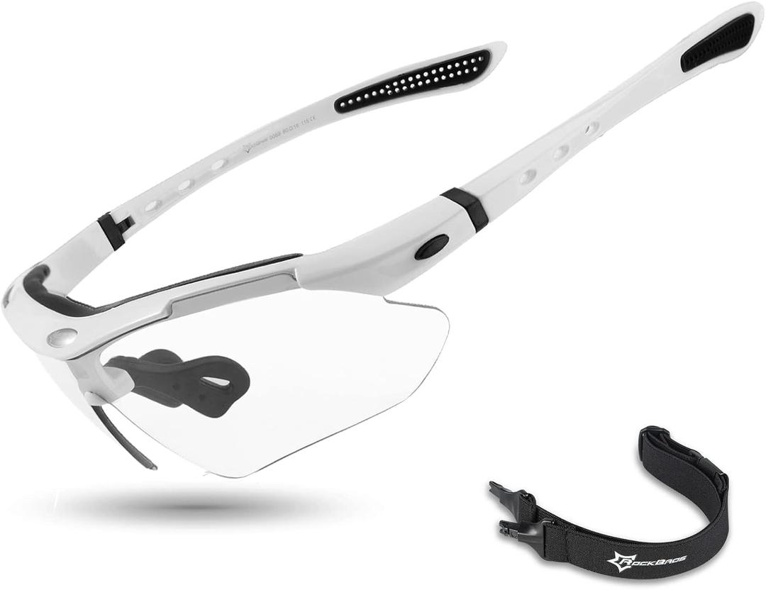 ROCKBROS Pickleball Glasses for Men & Women Photochromic Sports Sunglasses, UV400 Protection & Interchangeable Strap