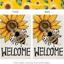 3 x CROWNED BEAUTY Summer Garden Flag Sunflower Bee 12x18 Inches Double Sided Small Burlap Seasonal Welcome Yard Decoration for Outside Porch (Multi)