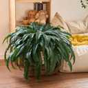 2 Pcs 50" Artificial Ferns for Outdoors with 96 Fronds & Ground Spike