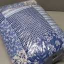 Mybedsoul Blue Boho Quilt Set King Size,3 Pieces Plaid Floral Bedspread Coverlet Set for All Season,Patchwork Reversible Bedding Set King 90"x104"