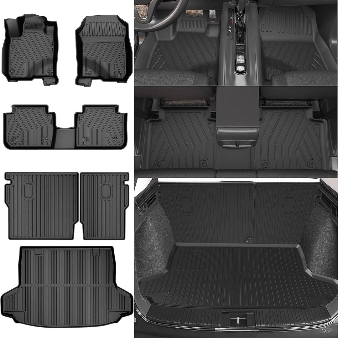 Floor Mats & Cargo Mat & Backrest Mat Fit for Honda HRV 2026 2025 2024 2023 Sport/LX/EX-L & for Acura ADX 2025-2026, All Weather TPE Custom Fit HR-V Floor Liner Accessories Full Set, Black