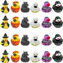 4E's Novelty Halloween Rubber Ducks Bulk - 24 Pack, 6 Variety Themes, 2.5" for Halloween Party Favors for Kids, Goodie Bag Fillers, Jeep Ducking, Trick or Treat Toys for Toddlers