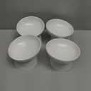 4 Pcs Small Ceramic Raised Cat Bowls, Tilted Elevated Food or Water Bowls, Stress Free, Backflow Prevention, Dishwasher and Microwave Safe, Lead & Cadmium Free(4pc White)