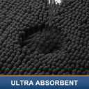 Smiry Luxury Chenille Bathroom Rugs 30x20, Extra Soft and Absorbent Shaggy Bath Mat, Machine Washable, Non-Slip Plush Carpet Runner for Tub, Shower, and Floor, Home Decor Accessories, Black