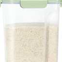 TBMax Airtight Rice Container 10 Lbs, Cereal Dispenser, Pet Cat Dog Food Storage Container, Plastic Kitchen Pantry Food Storage Holder with Cup -Light Green