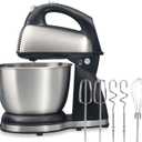 Hamilton Beach Classic Stand and Hand Mixer, 4 Quarts, 6 Speeds with QuickBurst, Bowl Rest, 290 Watts Peak Power, Black and Stainless