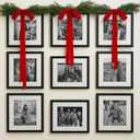 Hungdao 3 Set Christmas Bow Picture Frames Decorations Christmas Pine Branches and Bows Decor for Picture Photo Frames Holiday Xmas Home Wall Decoration (Red)