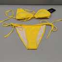 Women's Two Piece Bikini Swimsuit Sexy Ribbed Triangle Top Bathing Suits String Cheeky Bikini Sets, Size S