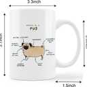 Kunlisa Funny Pug Anatomy Ceramic Mug - 11oz Coffee Milk Tea Cup, Gifts for Dog Lovers, Mom, Women, Men, Teen Girls, Pet Lovers, Coworkers