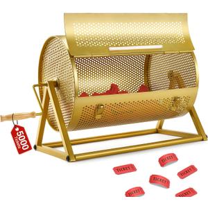 GADFISH Extra Large Raffle Drum (Holds 5000 Tickets), Thickened Raffle Ticket Spinner Drum Box with Silent Bearing for Lottery Games, Bingo, Raffle Balls, Durable Raffle Wheel Spinner with Stand